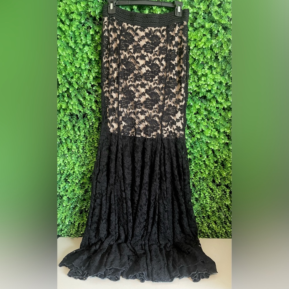 Marciano Women's Large Black Lace Maxi Mermaid Skirt - Picture 9 of 16
